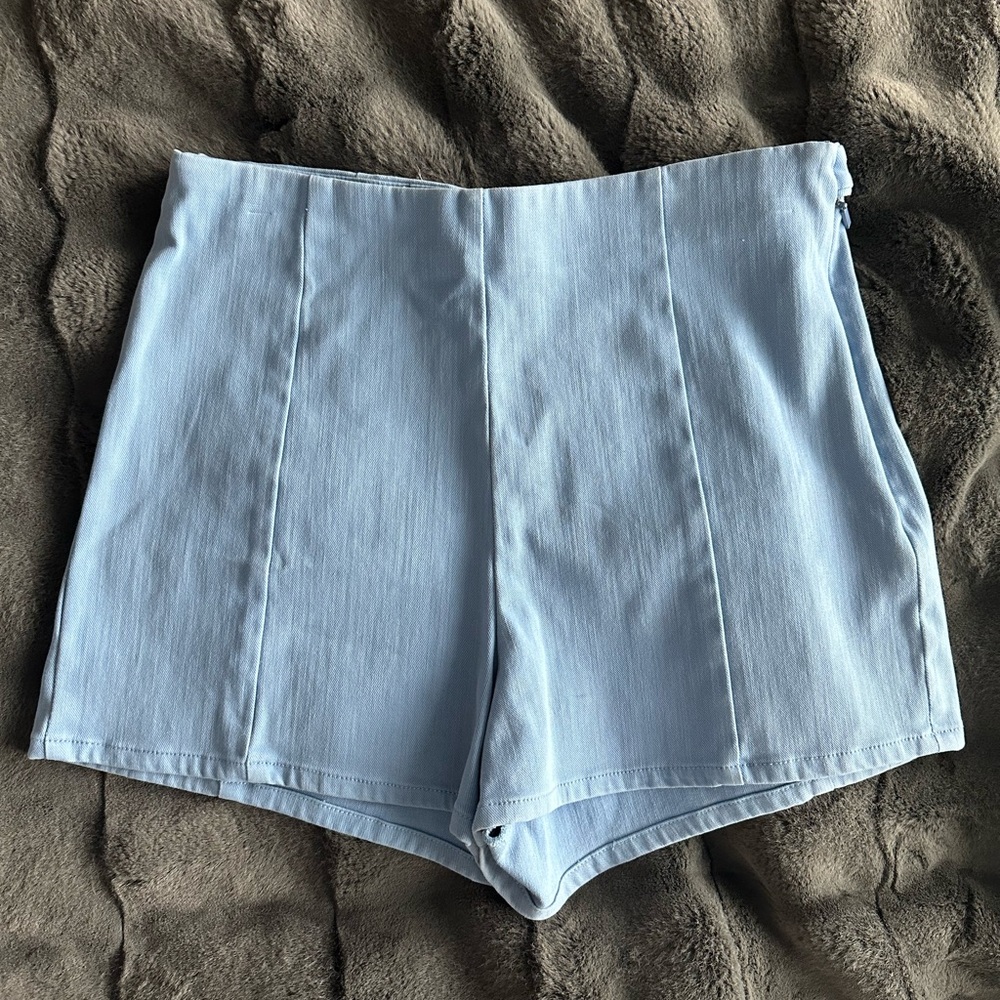 Armani Exchange A|X Light Blue Women's High Waisted Shorts